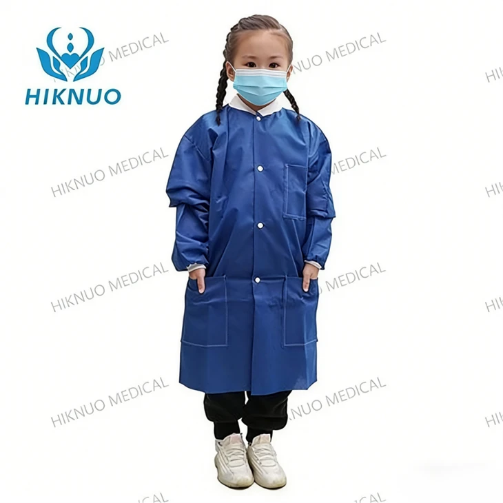 Child Lab Coat Isolation Gown With Botton Household Protective